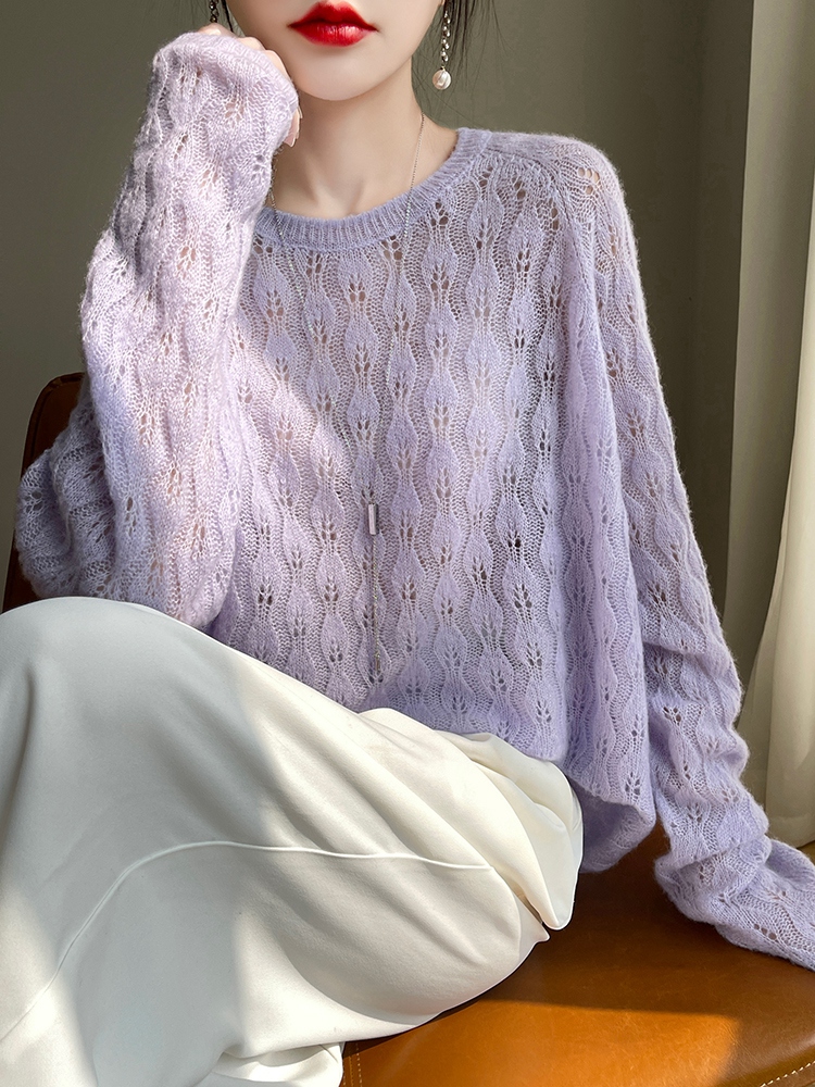 Cashmere Sweater Formal - سترة كشمير نسائية بياقة مستديرة وتصميم