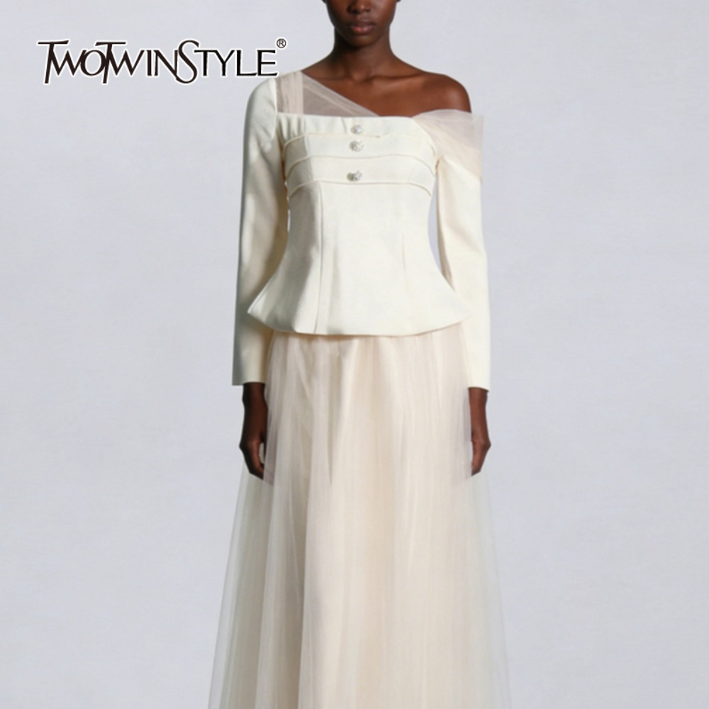 Pencil Skirt Midi - TWOTWINSTYLE الصلبة قطعتين مجموعة للنساء قطري
