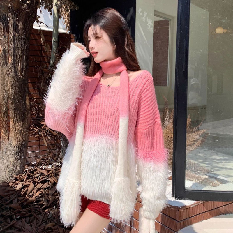 Women Formal Wear Winter - المرأة التدرج سترة برقبة على شكل