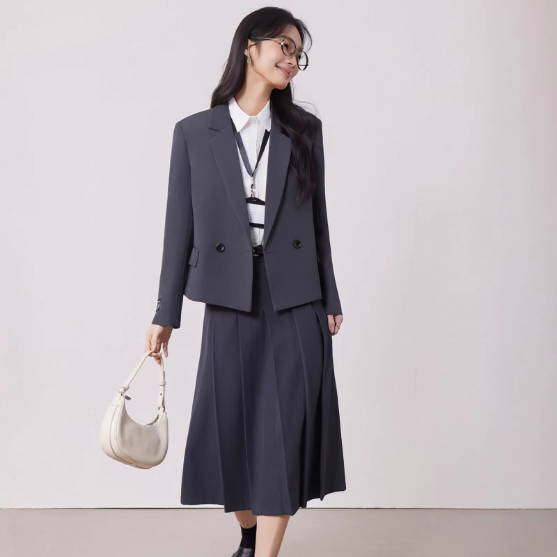 Women'S Formal Wear Petite - طقم بدلة نسائية رمادية للربيع والخريف،