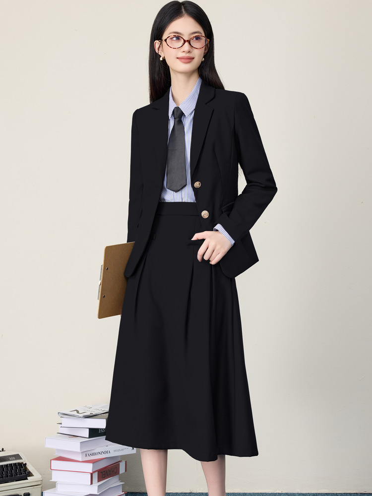 Women'S Formal Wear Petite - طقم تنورة بدلة سوداء للنساء، مناسب