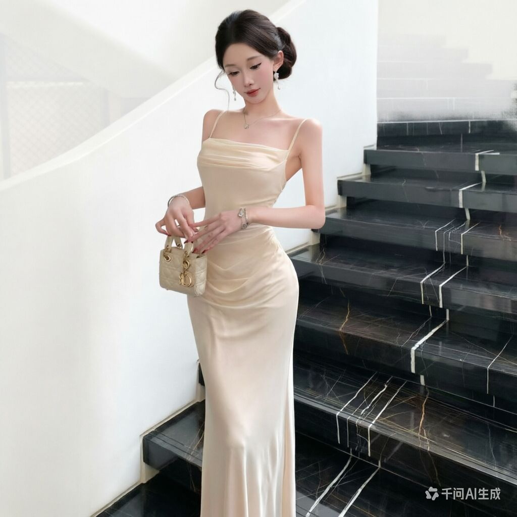 فستان شبكي أنيق بلون البيج، فس - مراجعة Women Formal Wear M&S وسعره