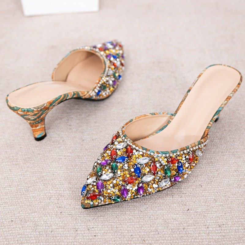 الفاخرة حجر الراين هريرة كعب ا - مراجعة Kitten Heel Women وسعره