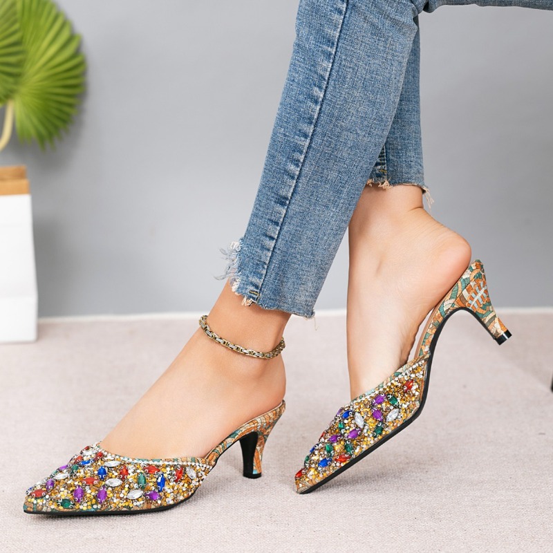 الفاخرة حجر الراين هريرة كعب ا - مراجعة Kitten Heel Women وسعره