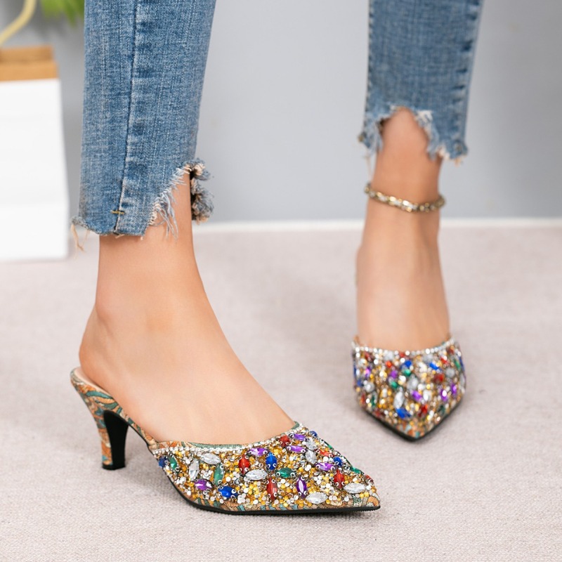 الفاخرة حجر الراين هريرة كعب ا - مراجعة Kitten Heel Women وسعره