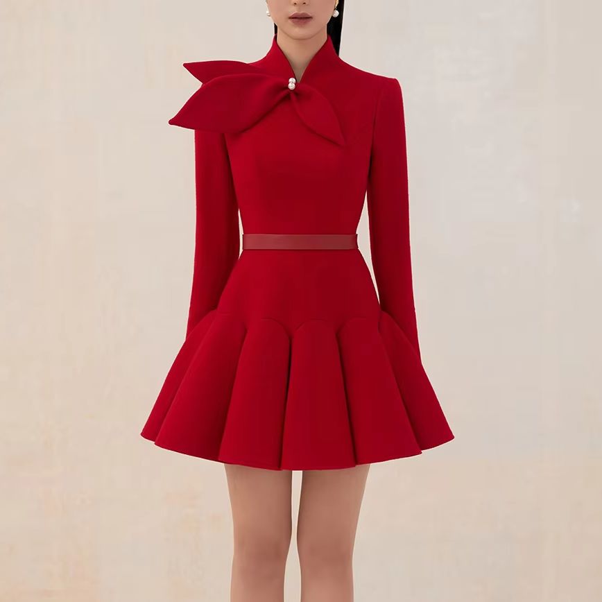 متجر خياط فستان من الصوف الأحم - مراجعة Formal Dress Female وسعره
