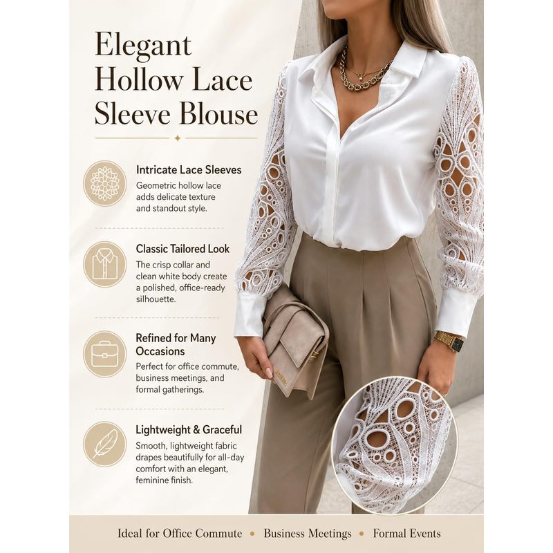 بلوزة نسائية بأزرار من الساتان - مراجعة Women Formal Wear For Meeting وسعره