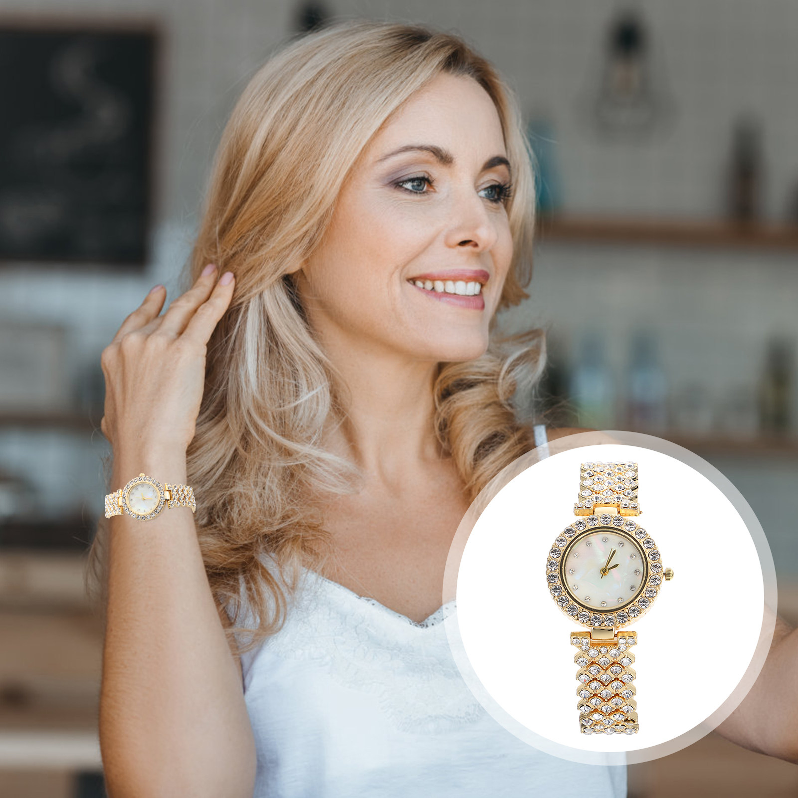 ساعة نسائية مزينة بأحجار الراي - مراجعة Women Formal Wear For Meeting وسعره